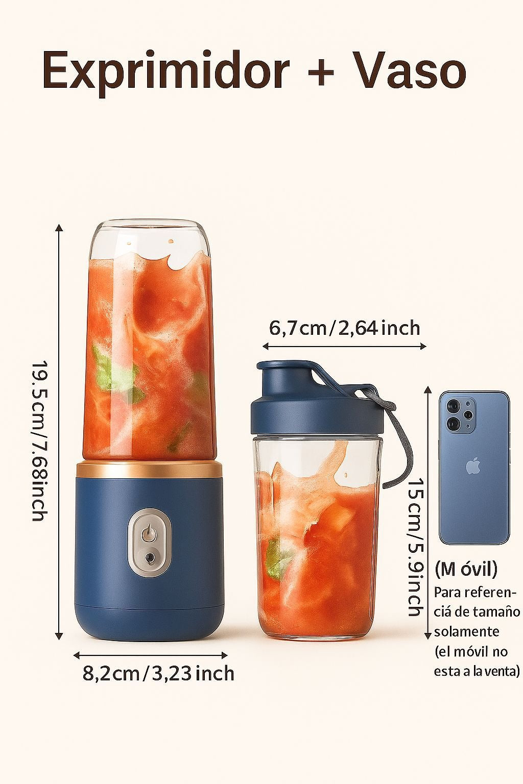 Licuadora Portatil Recargable 2 vasos